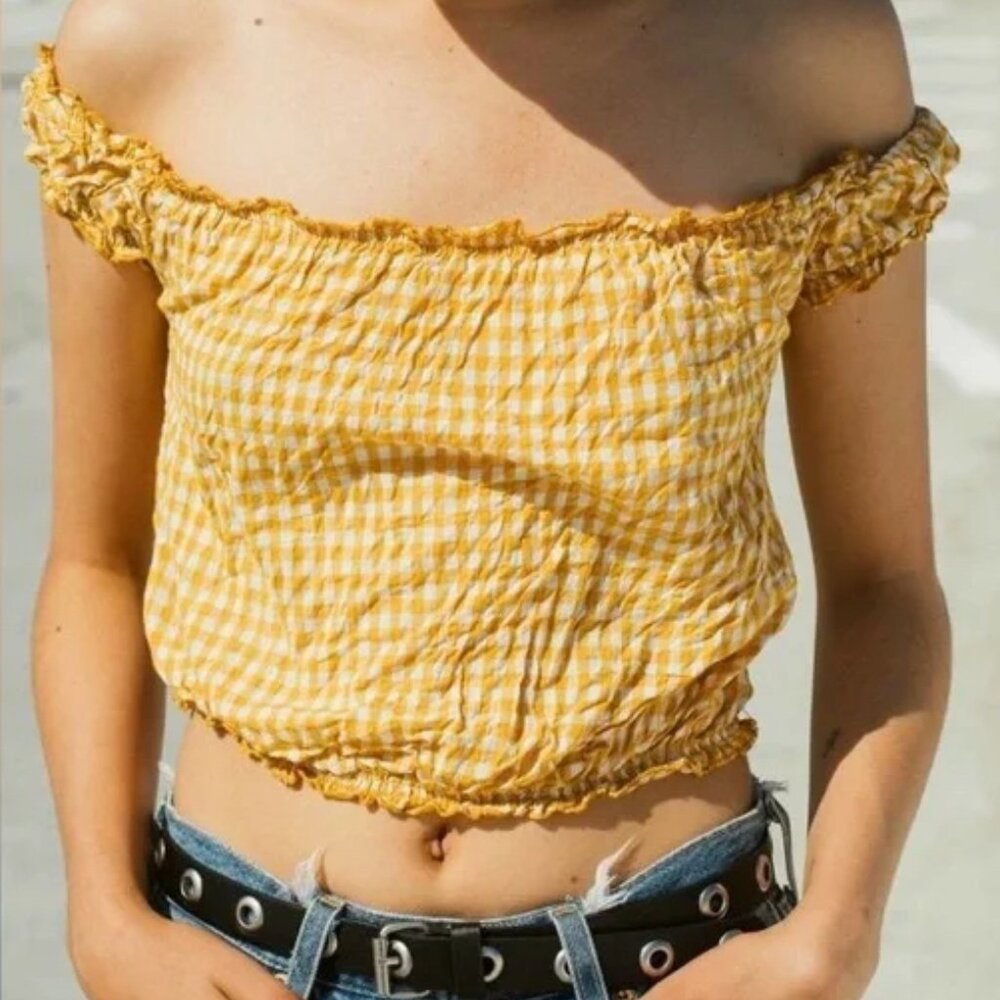 Brandy Melville Yellow Gingham Top